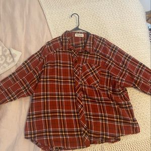 Long button up tunic plaid